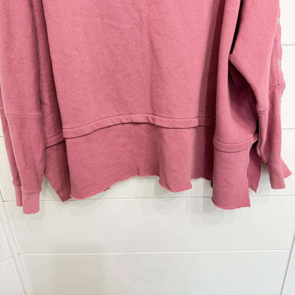 Free People Pink Snap Sleeve Sweatshirt Size XS 36201 - Picture 6 of 7